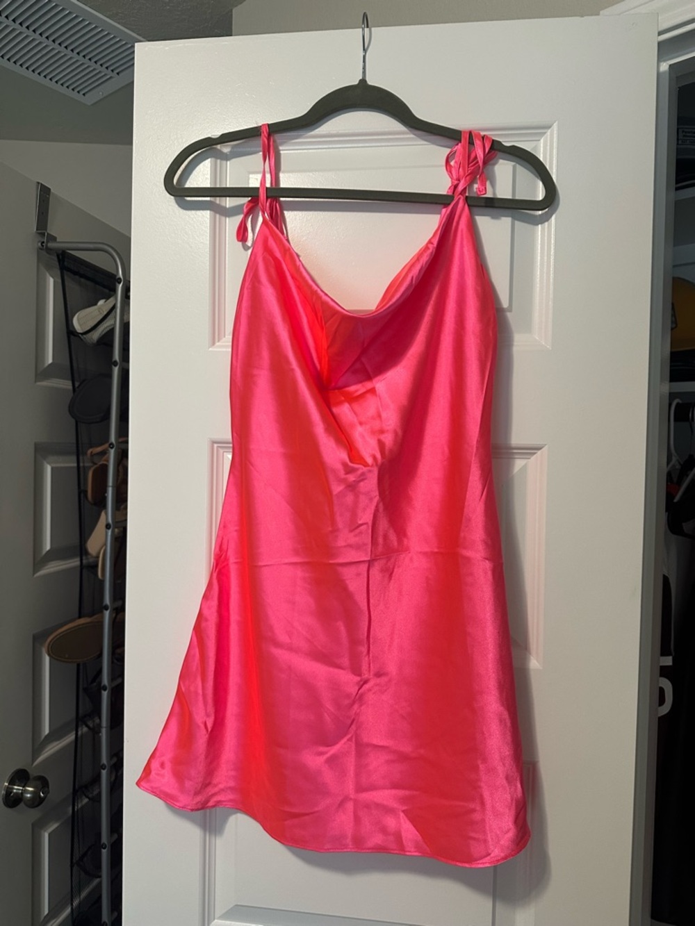 Women’s Satin Slip Dress - Hot Pink